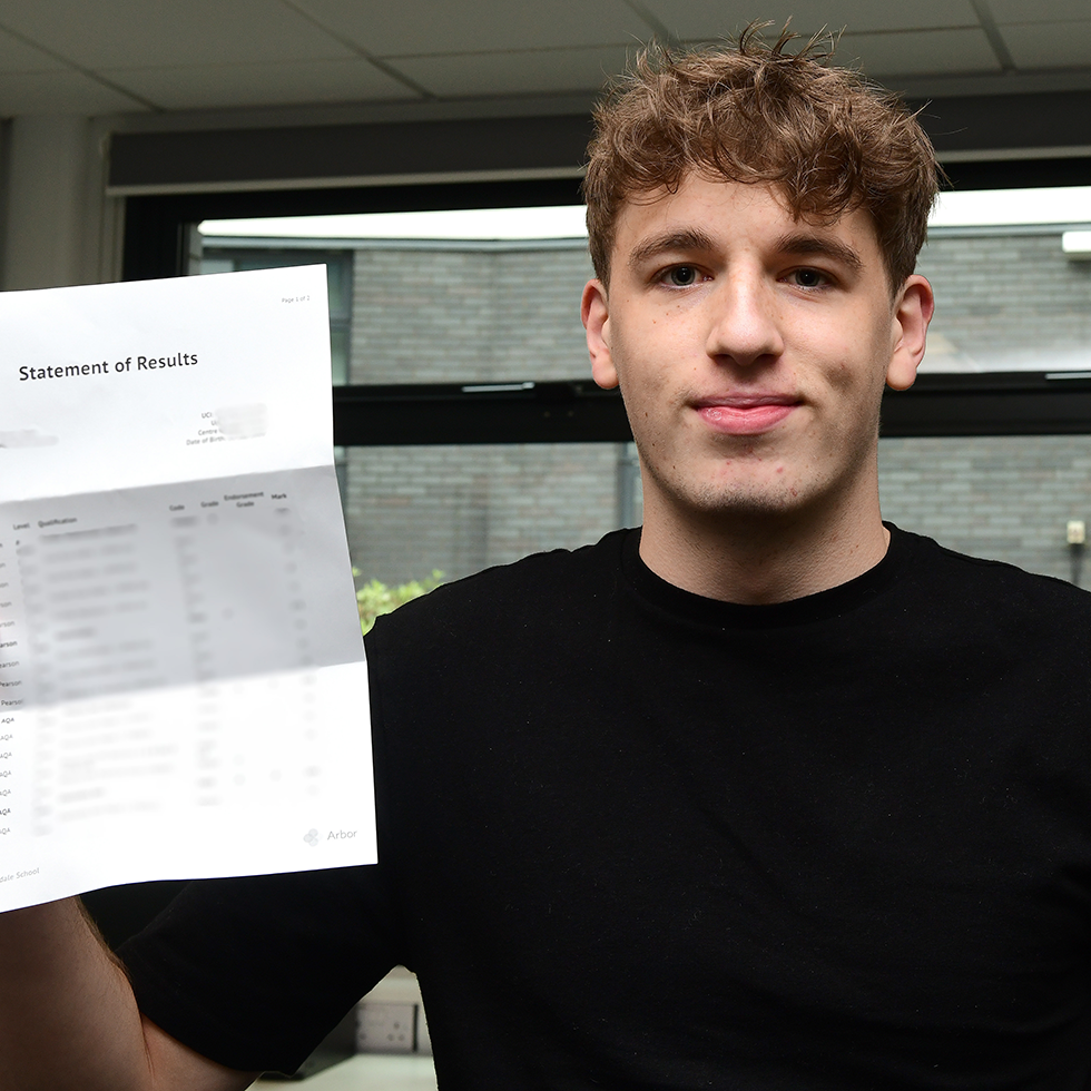 Image of student receiving exam results
