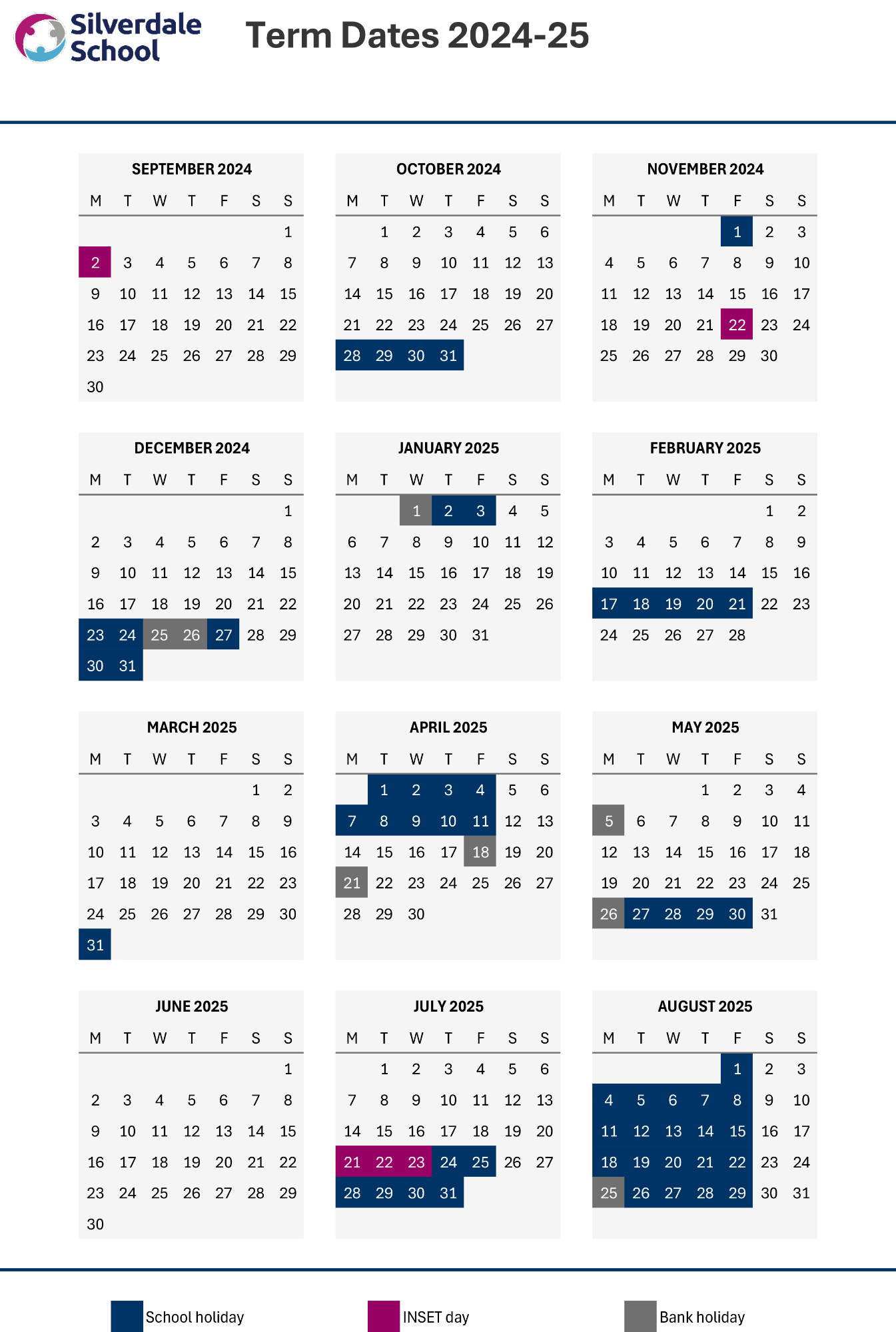 Term dates calendar 2024-25 and link to pdf